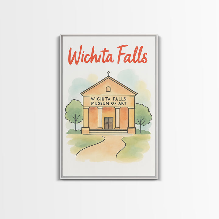 Wichita Falls Texas Travel Poster, Canvas Print, Soft Sketch Travel Art, Wichita Falls Poster Print, Travel Wall Art, Home Office Decor
