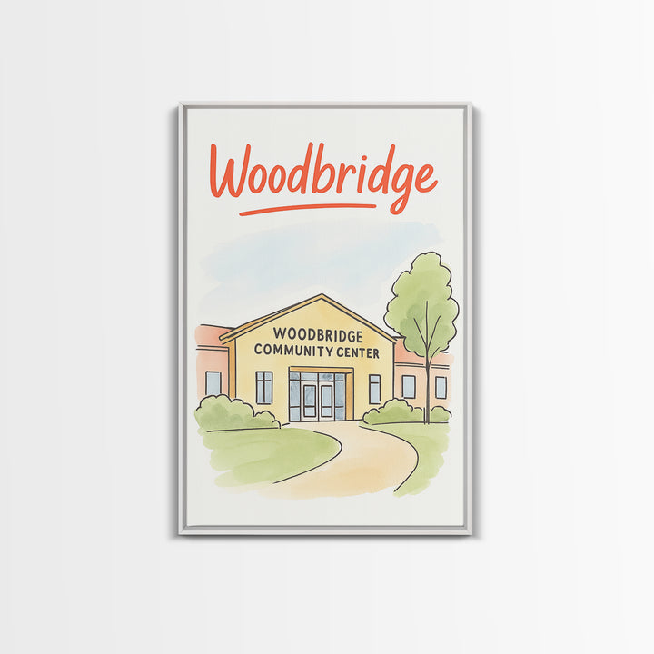 Woodbridge Travel Poster, Framed Canvas Print, Soft Sketch Travel Art, Woodbridge Poster Print, Vintage Travel Art, Travel Poster Set