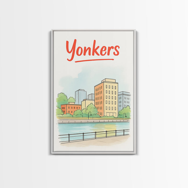 Yonkers Travel Poster, Canvas Print, Soft Sketch Travel Art, Yonkers City Art, City Travel Prints, Vintage Travel Art, Travel Poster Art