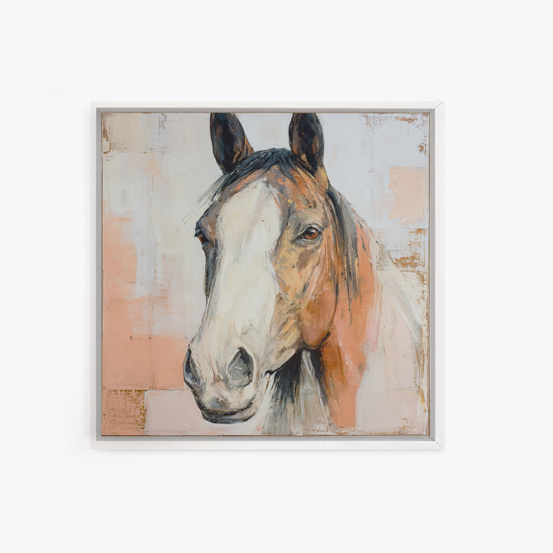 Neutral Horse Portrait Framed Canvas Print, Hotel Art, Printable Art, Hotel Decor, Fine Art, Boutique, Travel Poster, HOT-1x1-16