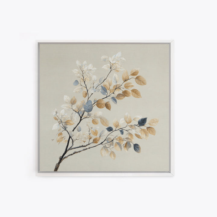 Elegant Botanical Branch on Ivory Ground Framed Canvas Print, Hotel Art, Textured Painting, Hotel Decor, Fine Art, Boutique, HOT-1x1-29