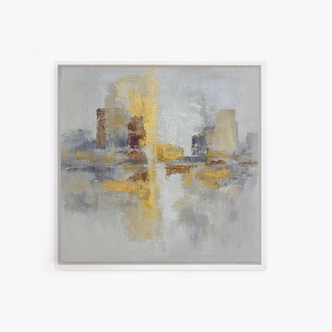 Gold Accented Abstract for Upscale Lobby Framed Canvas Print, Hotel Art, Boho Decor, Hotel Decor, Fine Art, Boutique, HOT-1x1-37
