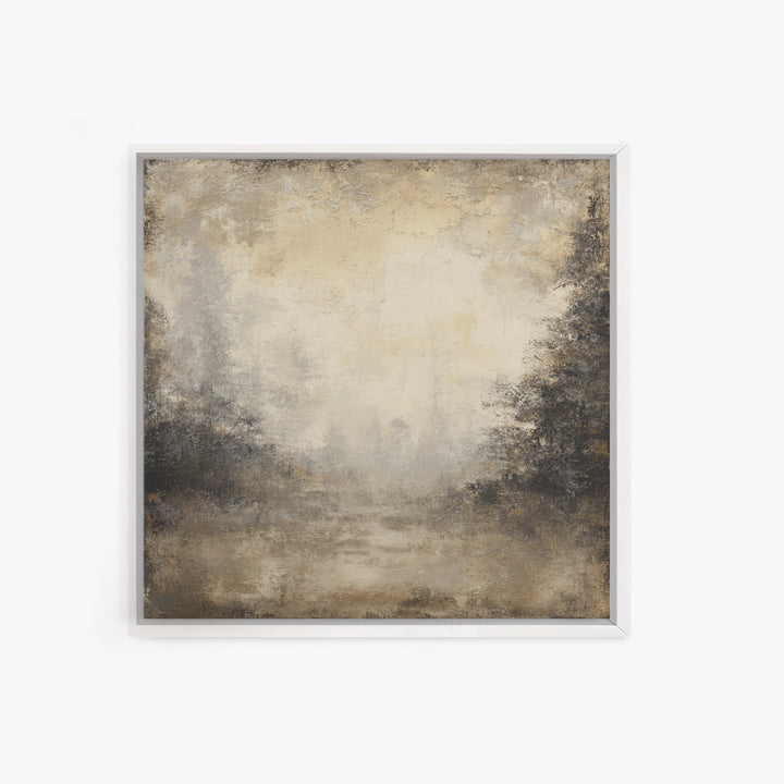 Misty Forest with Refined Calm Atmosphere Framed Canvas Print, Hotel Art, Gallery Decor, Hotel Decor, Fine Art, Boutique, HOT-1x1-38