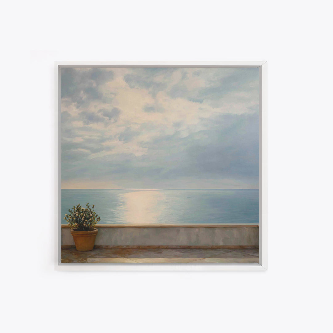 Mediterranean Terrace View Focused on Sea and Canvas Print, Hotel Art, Gallery Decor, Hotel Decor, Fine Art, Boutique, HOT-1x1-59
