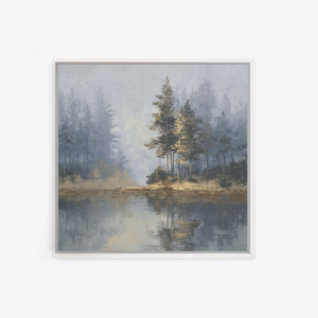 Misty Forest with Refined Calm Atmosphere Framed Canvas Print, Hotel Art, Gallery Decor, Hotel Decor, Fine Art, Boutique, HOT-1x1-62