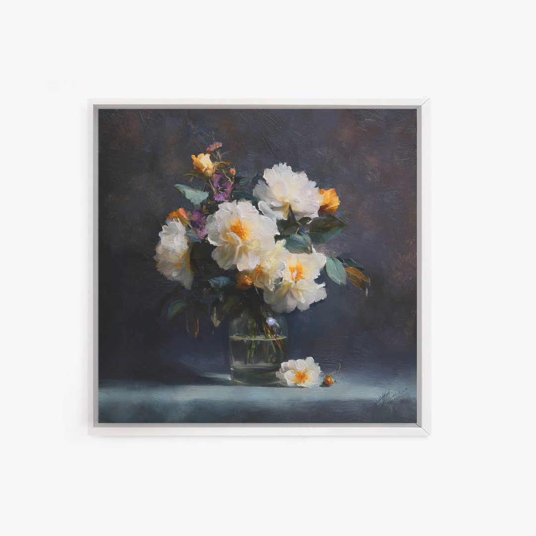 Classic Oil Painted Floral Still Life Canvas Print, Hotel Art, Art, Hotel Decor, Oil Painting, Boutique, Printable Art, HOT-1x1-81