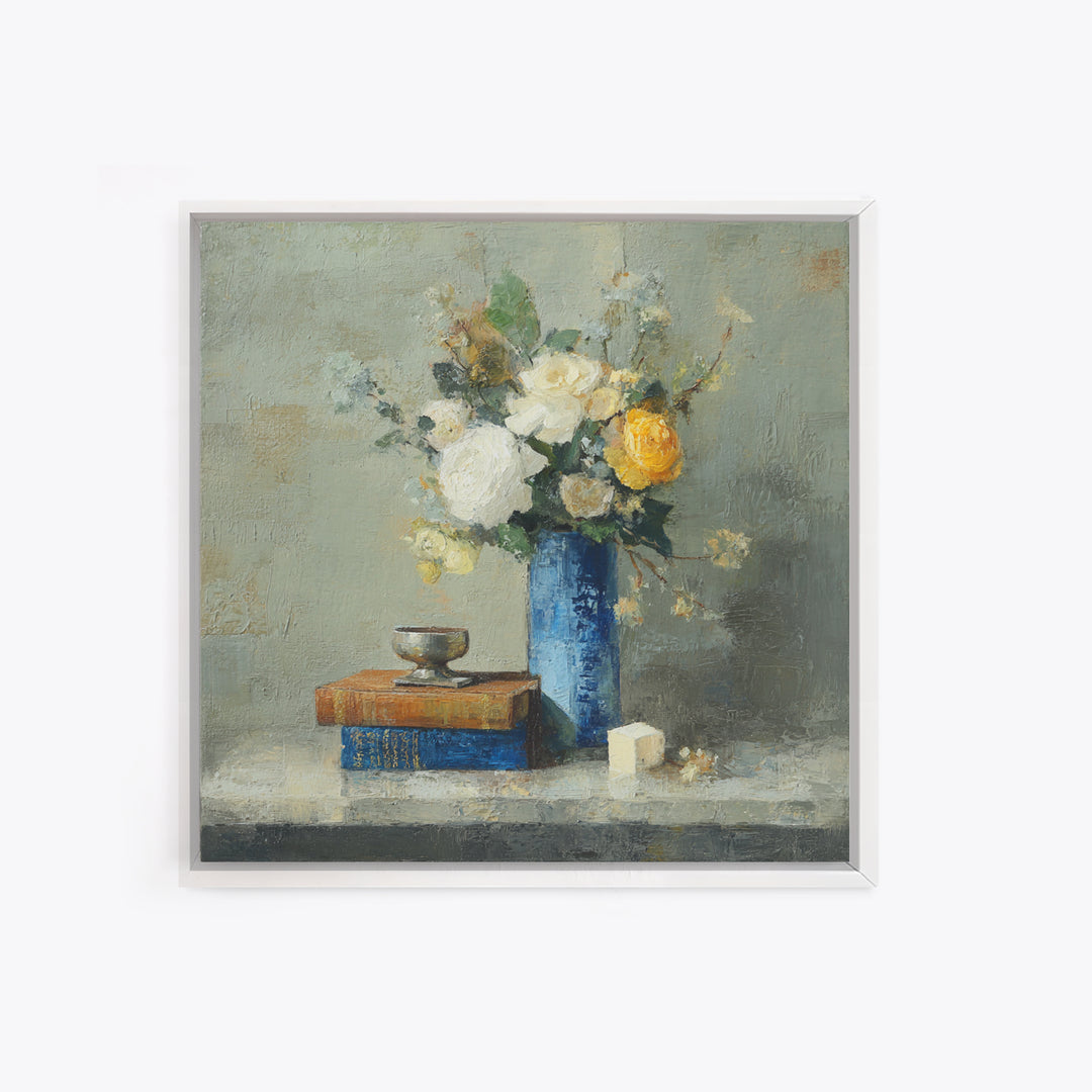Classic Oil Painted Floral Still Life Canvas Print, Hotel Art, Statement Artwork, Hotel Decor, Fine Art, Boutique, Wall Decor, HOT-1x1-9