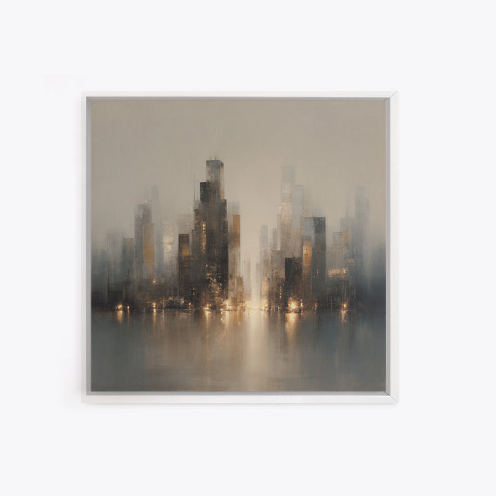 Quiet City Skyline Canvas Print, Hotel Art, Hotel Decor, Abstract Art, Boutique, Hazbin Hotel, Mid Century Modern, HOT-1x1-98