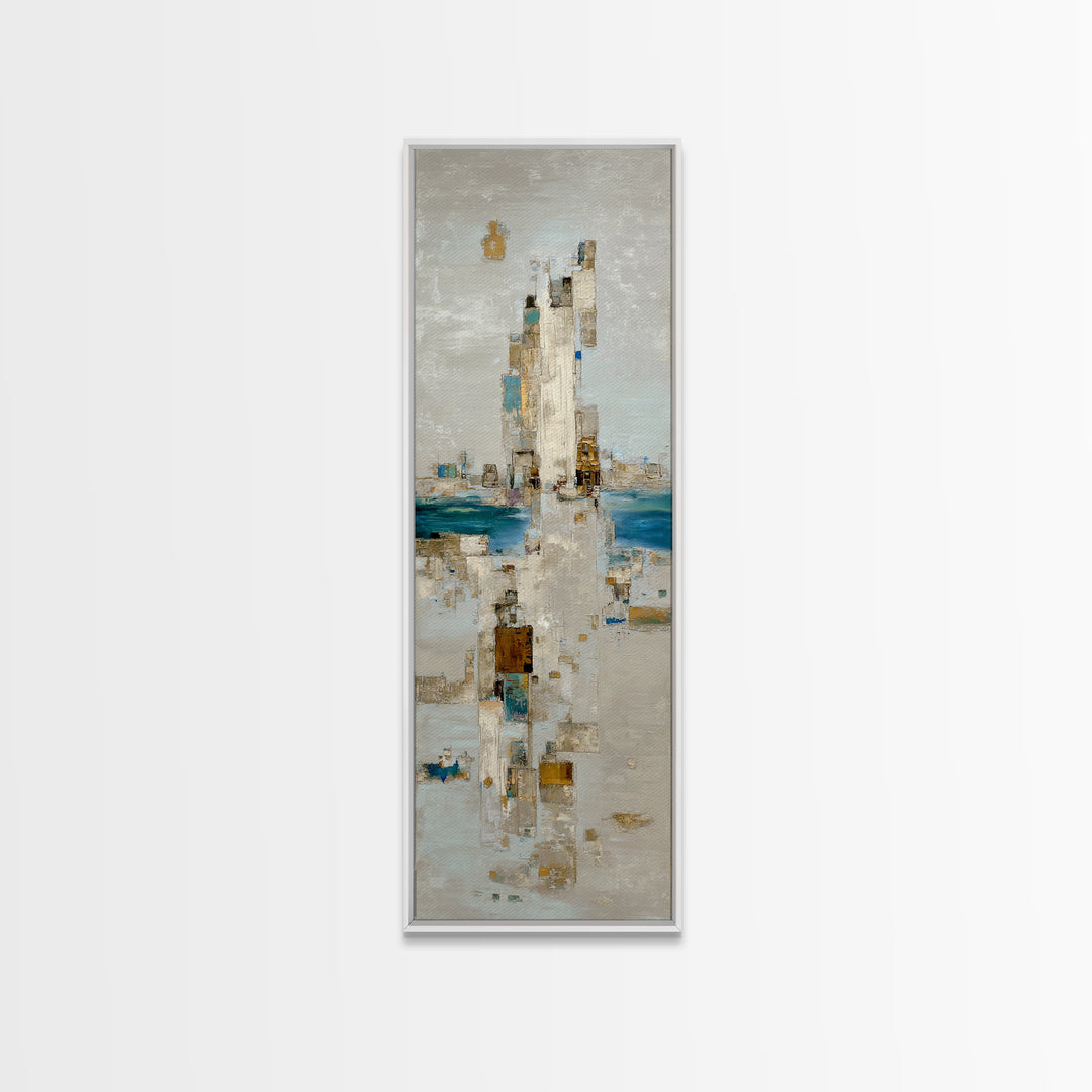 Large Calming Seascape Framed Canvas Print, Hotel Art, Art Deco, Hotel Decor, Fine Art, Boutique, Minimalist Wall Art, HOT-1x3-15