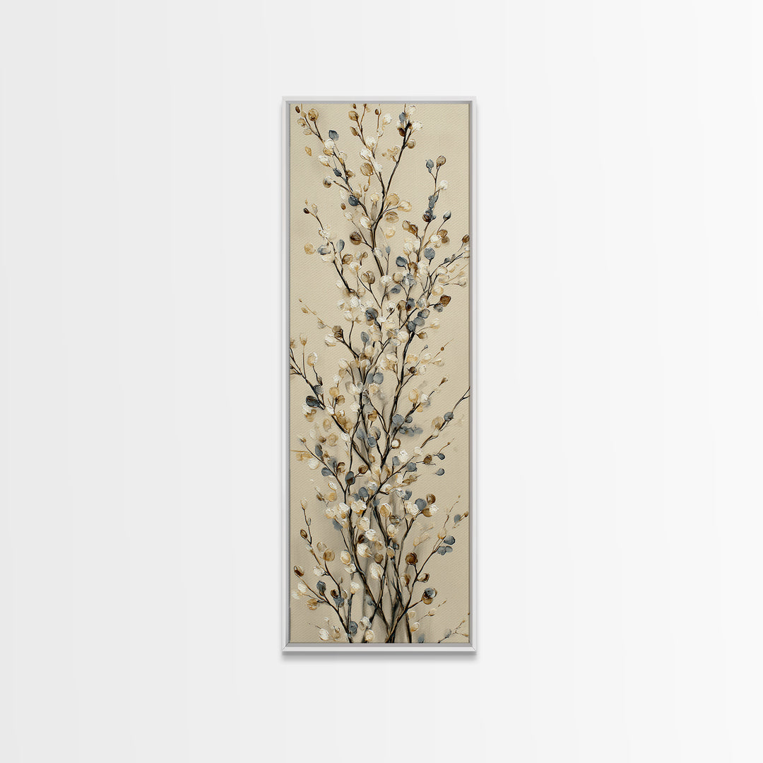 Elegant Botanical Branch on Ivory Ground Canvas Print, Hotel Art, Poster, Hotel Decor, Fine Art, Boutique, Wood Wall Art, HOT-1x3-17