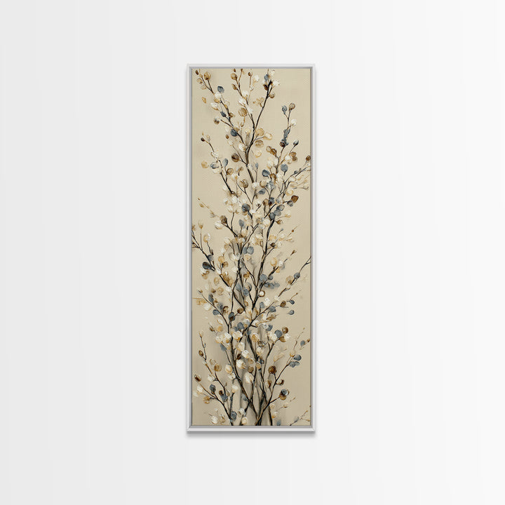 Elegant Botanical Branch on Ivory Ground Canvas Print, Hotel Art, Poster, Hotel Decor, Fine Art, Boutique, Wood Wall Art, HOT-1x3-17