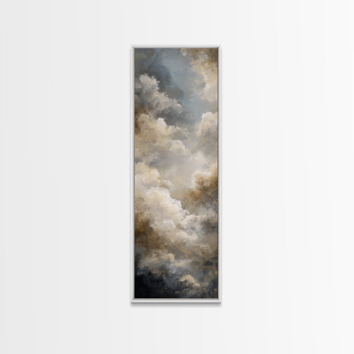 Large Cloudscape with Subtle Drama Framed Canvas Print, Hotel Art, Textured Painting, Hotel Decor, Fine Art, Boutique, HOT-1x3-29