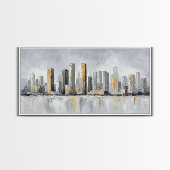 Quiet City Skyline Canvas Print, Hotel Art, Hotel Decor, Abstract Art, Boutique, Hazbin Hotel, Mid Century Modern, HOT-2x1-22
