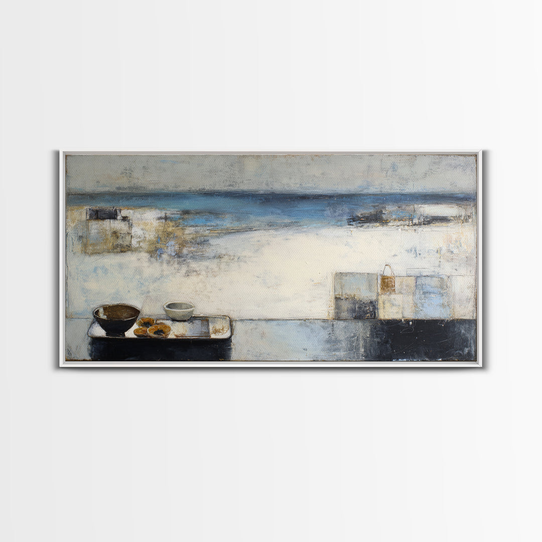 Mediterranean Terrace View Focused on Sea and Canvas Print, Hotel Art, Large Wall Art, Hotel Decor, Fine Art, Boutique, HOT-2x1-31