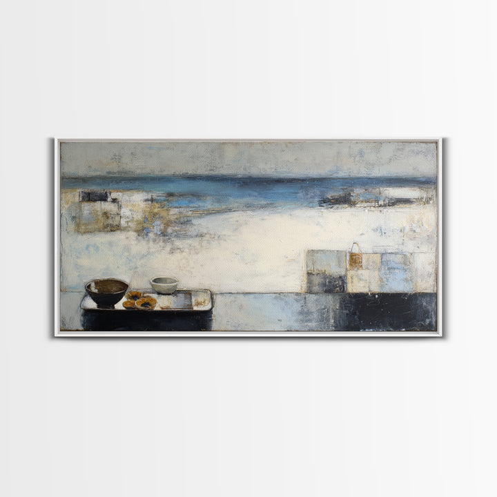 Mediterranean Terrace View Focused on Sea and Canvas Print, Hotel Art, Large Wall Art, Hotel Decor, Fine Art, Boutique, HOT-2x1-31