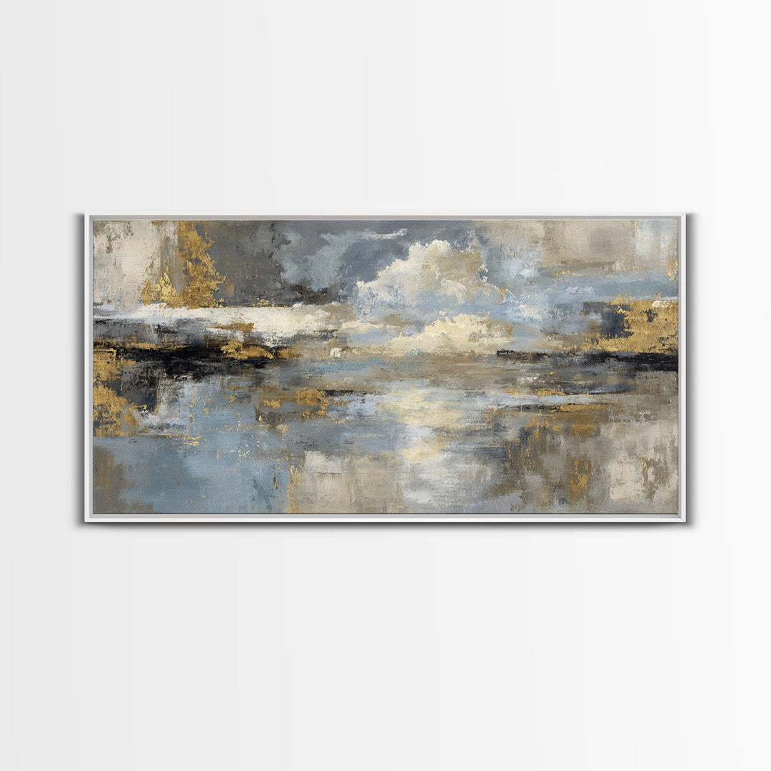 Gold Accented Abstract for Upscale Lobby Framed Canvas Print, Hotel Art, Wall Decor, Hotel Decor, Abstract Art, Boutique, HOT-2x1-33
