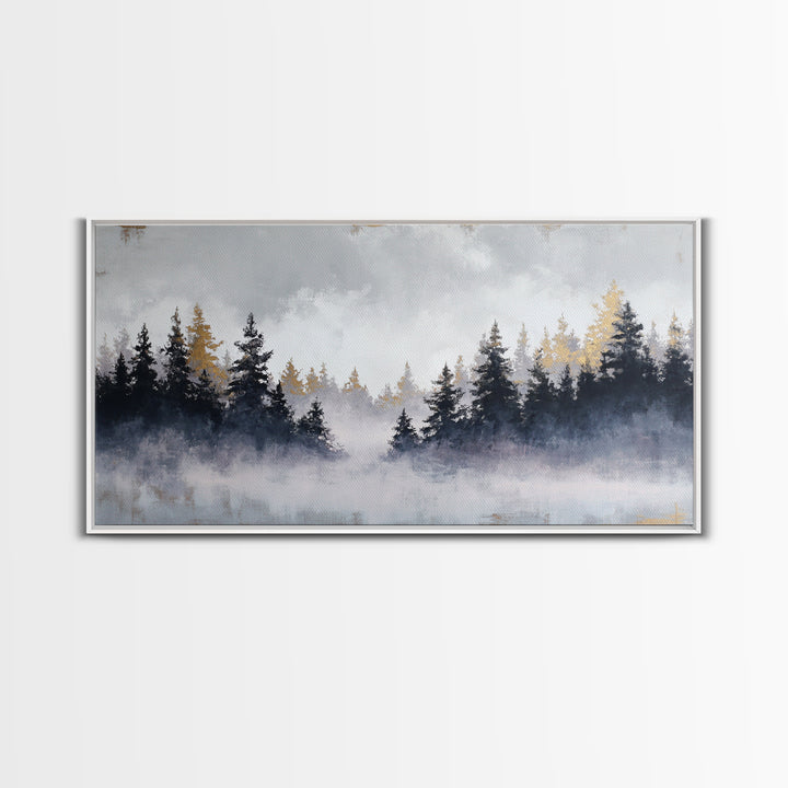 Misty Forest with Refined Calm Atmosphere Framed Canvas Print, Hotel Art, Contemporary Art, Hotel Decor, Fine Art, Boutique, HOT-2x1-34