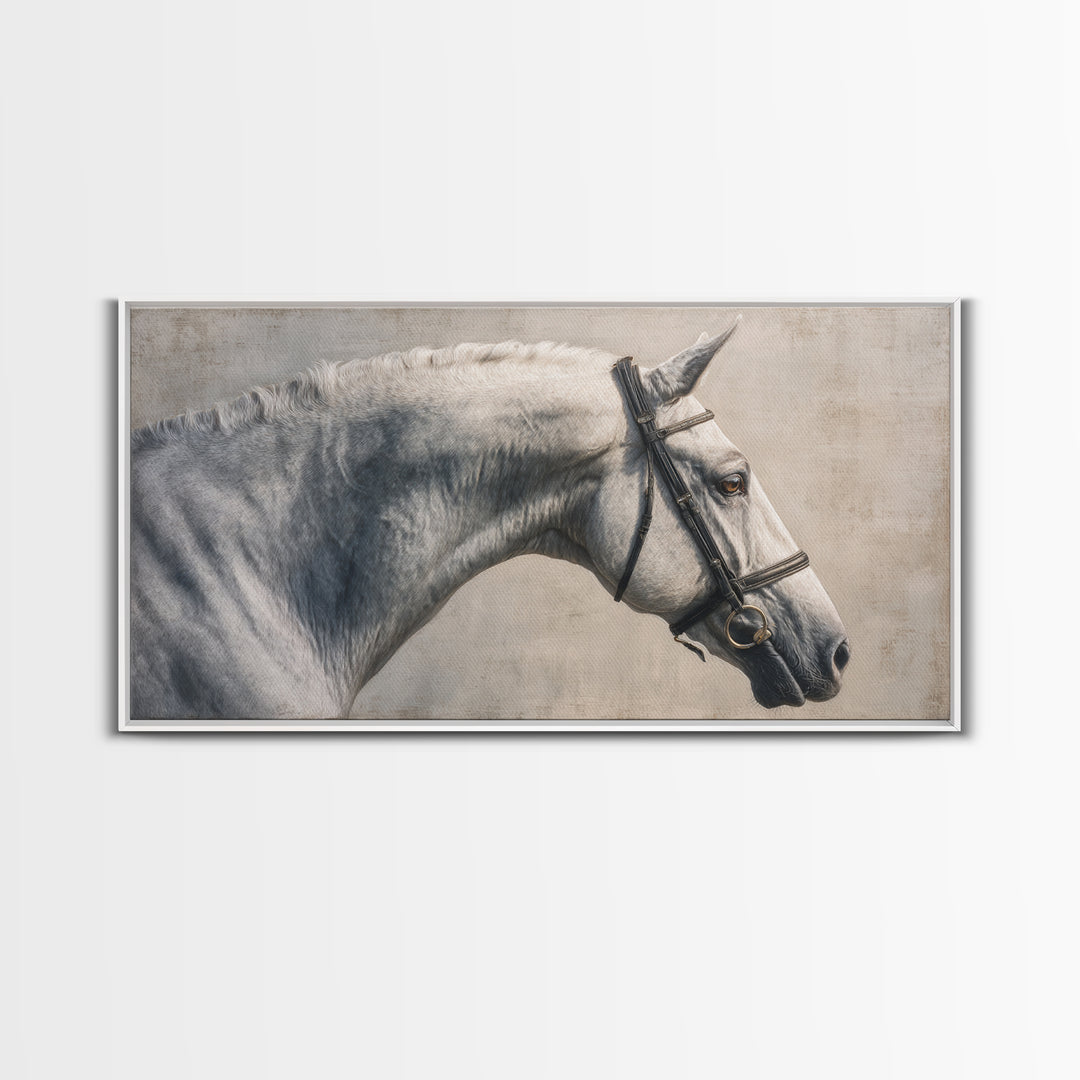 Neutral Horse Portrait Canvas Print, Hotel Art, Home Decor, Hotel Decor, Fine Art, Boutique, Framed Art, Wood Wall Art, HOT-2x1-36