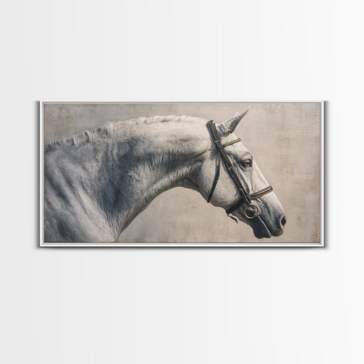 Neutral Horse Portrait Canvas Print, Hotel Art, Home Decor, Hotel Decor, Fine Art, Boutique, Framed Art, Wood Wall Art, HOT-2x1-36