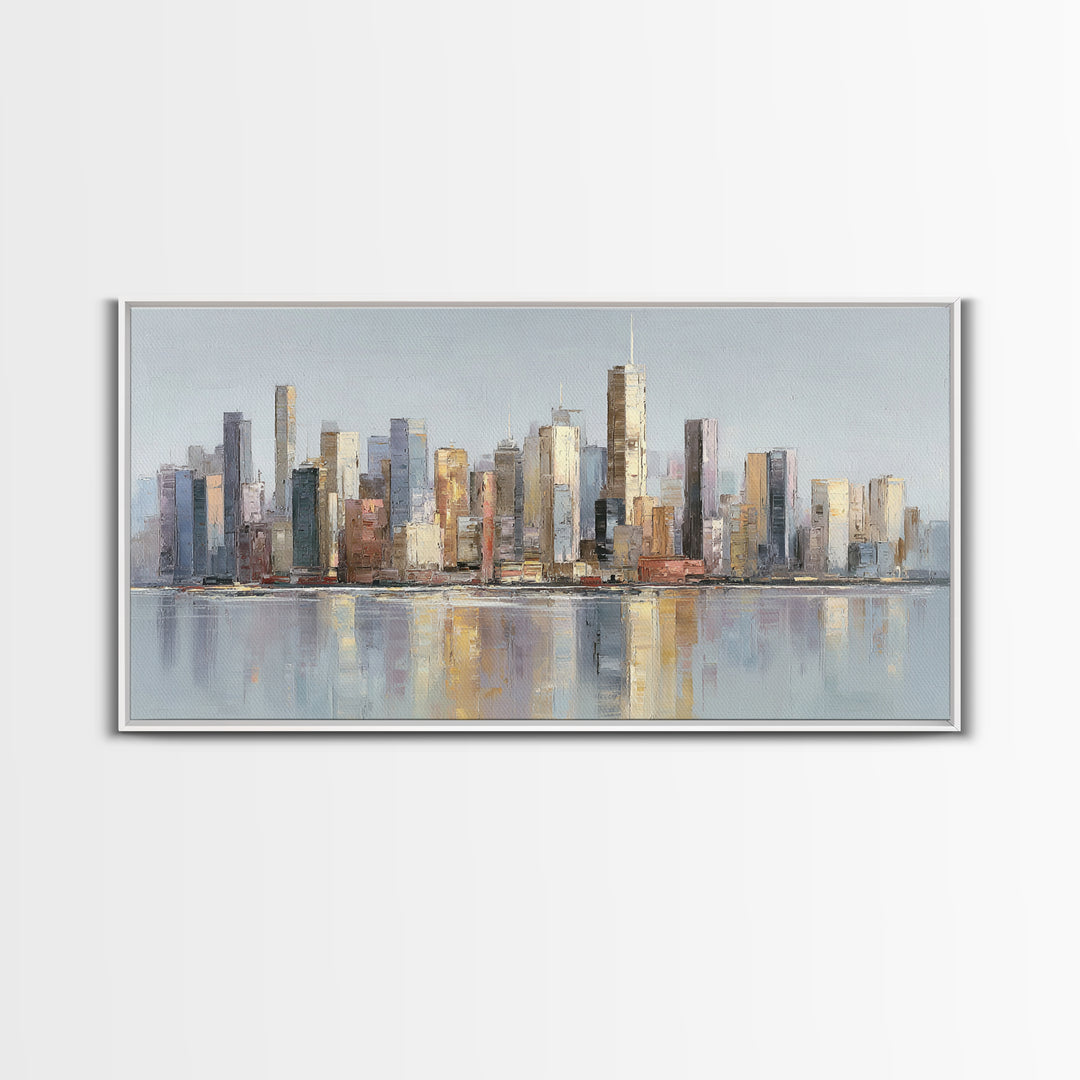 Quiet City Skyline Framed Canvas Print, Hotel Art, Poster, Hotel Decor, Fine Art, Boutique, Wood Wall Art, Printable Art, HOT-2x1-46