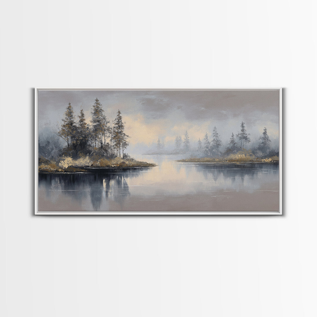Luxury Monochrome Landscape Framed Canvas Print, Hotel Art, Art, Hotel Decor, Oil Painting, Boutique, Printable Art, HOT-2x1-50