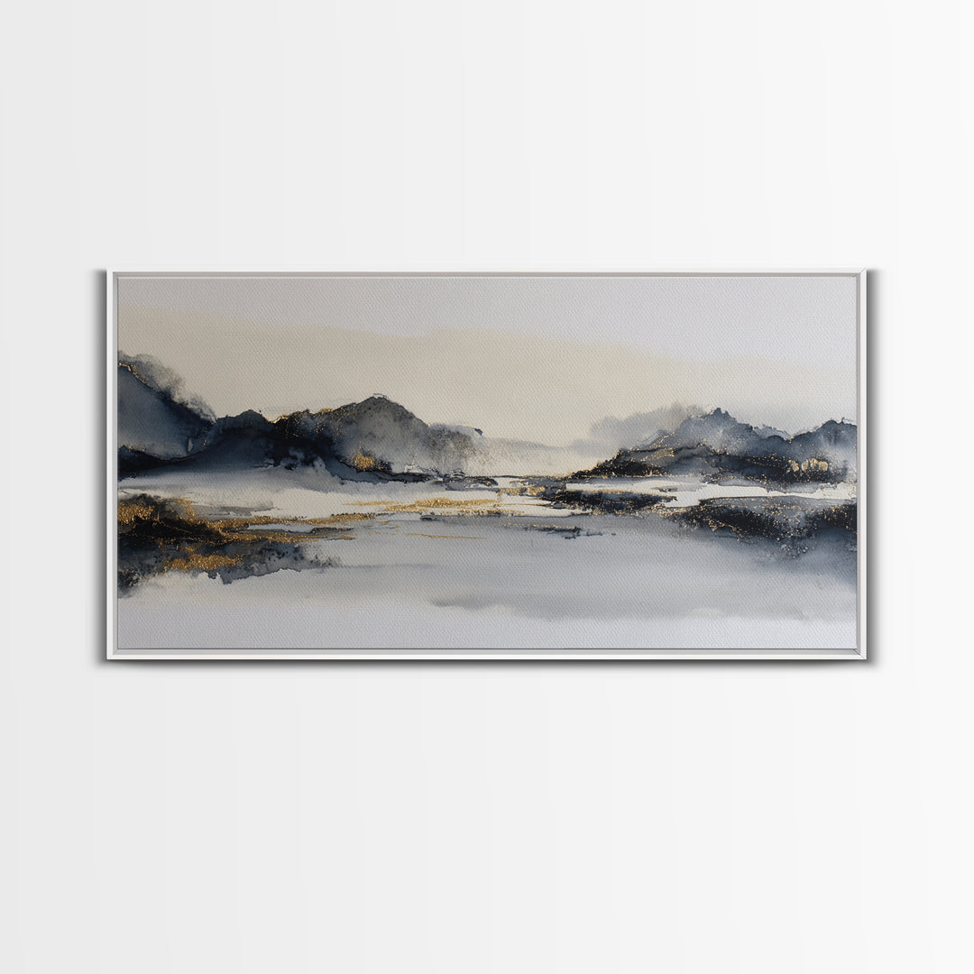 Japanese Ink Landscape Canvas Print, Hotel Art, Wall Art, Hotel Decor, Boutique, Abstract Art, Framed Art, Wood Wall Art, HOT-2x1-62