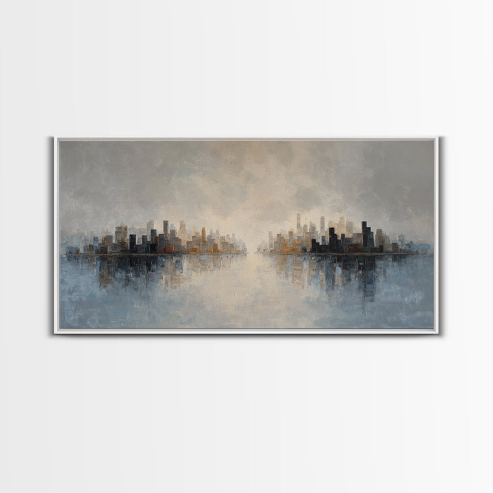 Quiet City Skyline Canvas Print, Hotel Art, Art Print, Hotel Decor, Fine Art, Boutique, Wall Sculpture, Coastal Wall Art, HOT-2x1-70