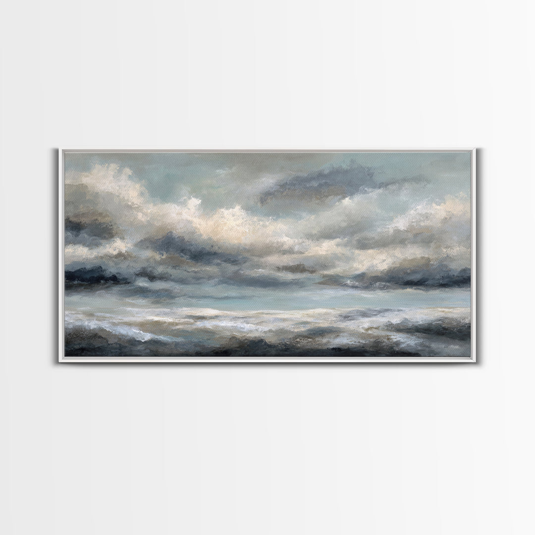 Large Cloudscape with Subtle Drama Framed Canvas Print, Hotel Art, Living Room Decor, Hotel Decor, Fine Art, Boutique, HOT-2x1-85