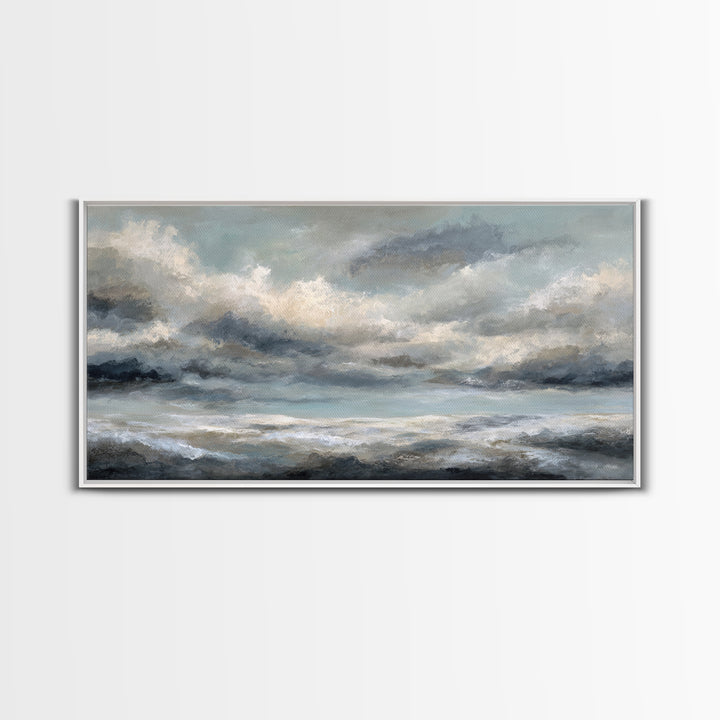 Large Cloudscape with Subtle Drama Framed Canvas Print, Hotel Art, Living Room Decor, Hotel Decor, Fine Art, Boutique, HOT-2x1-85