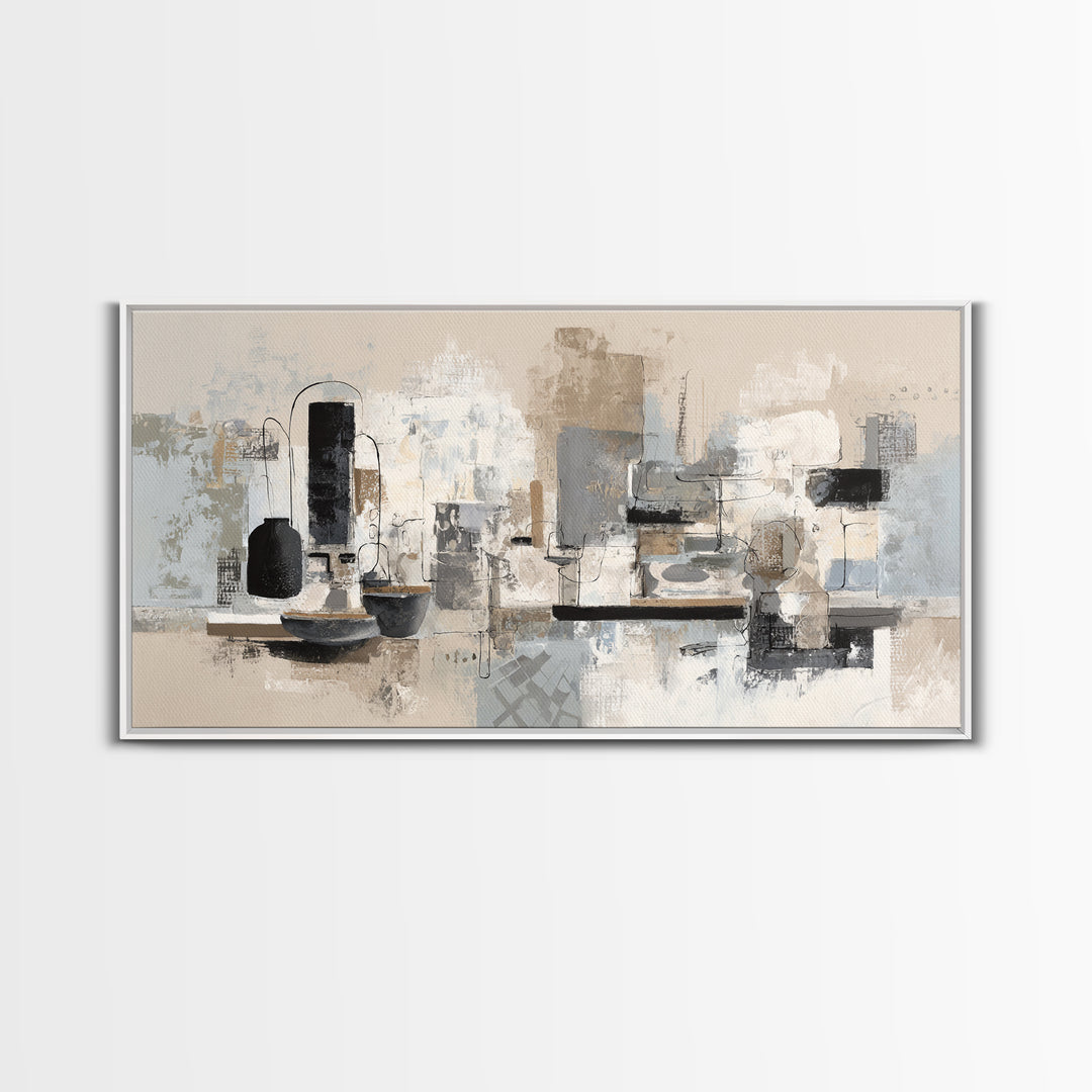 Simple Black Line Figure Framed Canvas Print, Hotel Art, Large Wall Art, Hotel Decor, Fine Art, Boutique, Beach Decor, HOT-2x1-91