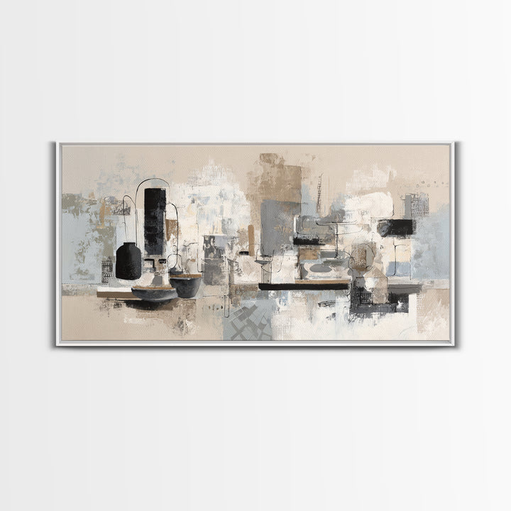 Simple Black Line Figure Framed Canvas Print, Hotel Art, Large Wall Art, Hotel Decor, Fine Art, Boutique, Beach Decor, HOT-2x1-91