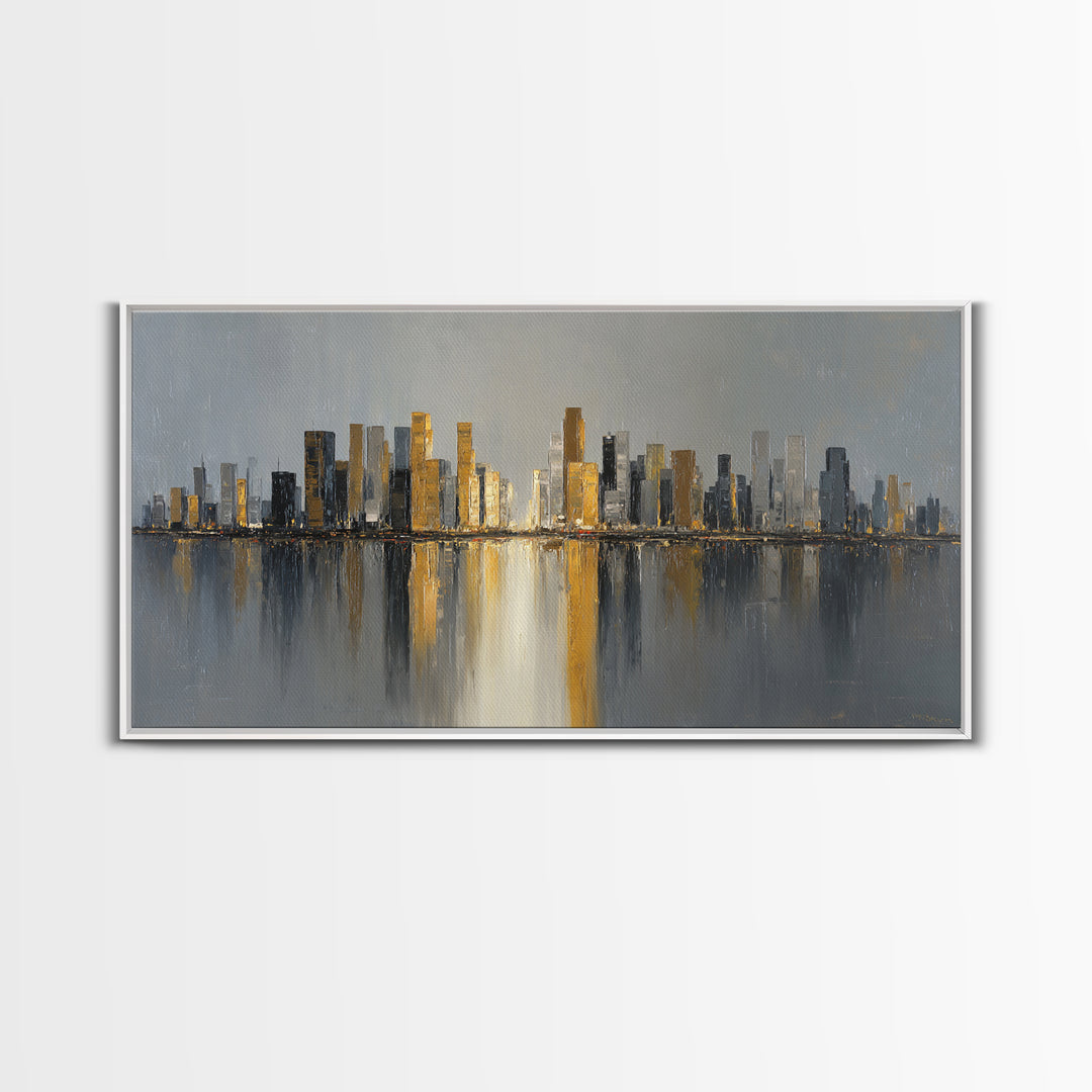 Quiet City Skyline Canvas Print, Hotel Art, Art Print, Hotel Decor, Fine Art, Boutique, Wall Sculpture, Coastal Wall Art, HOT-2x1-94