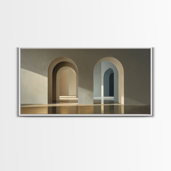 Minimal Architectural Arch Study Framed Canvas Print, Hotel Art, Coastal Wall Art, Hotel Decor, Oil Painting, Boutique, HOT-2x1-96