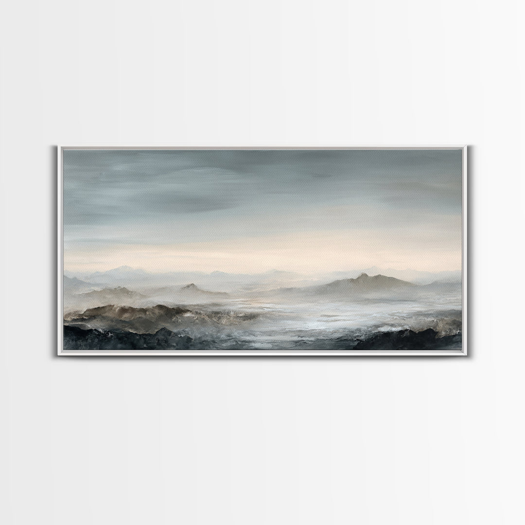 Luxury Monochrome Landscape Canvas Print, Hotel Art, Hazbin Hotel, Hotel Decor, Fine Art, Boutique, Coastal Wall Art, HOT-2x1-98
