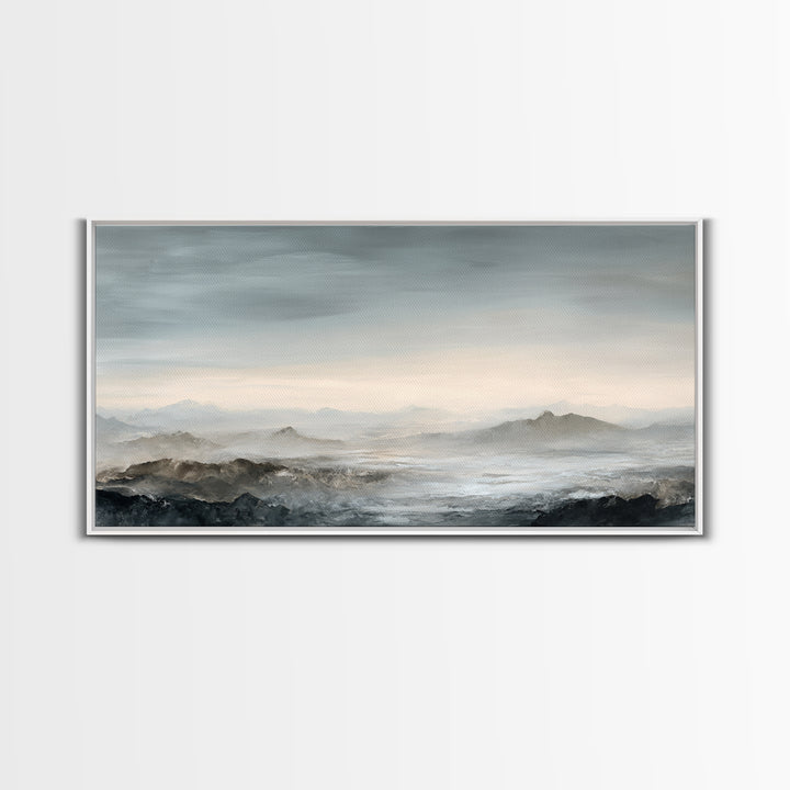 Luxury Monochrome Landscape Canvas Print, Hotel Art, Hazbin Hotel, Hotel Decor, Fine Art, Boutique, Coastal Wall Art, HOT-2x1-98