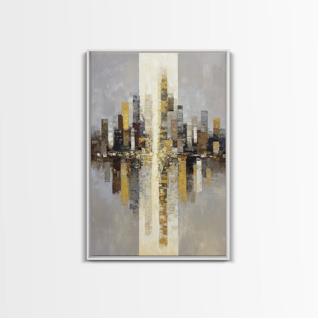 Quiet City Skyline Canvas Print, Hotel Art, Contemporary Art, Hotel Decor, Abstract Art, Boutique, Art Deco, Framed Art, HOT-2x3-10