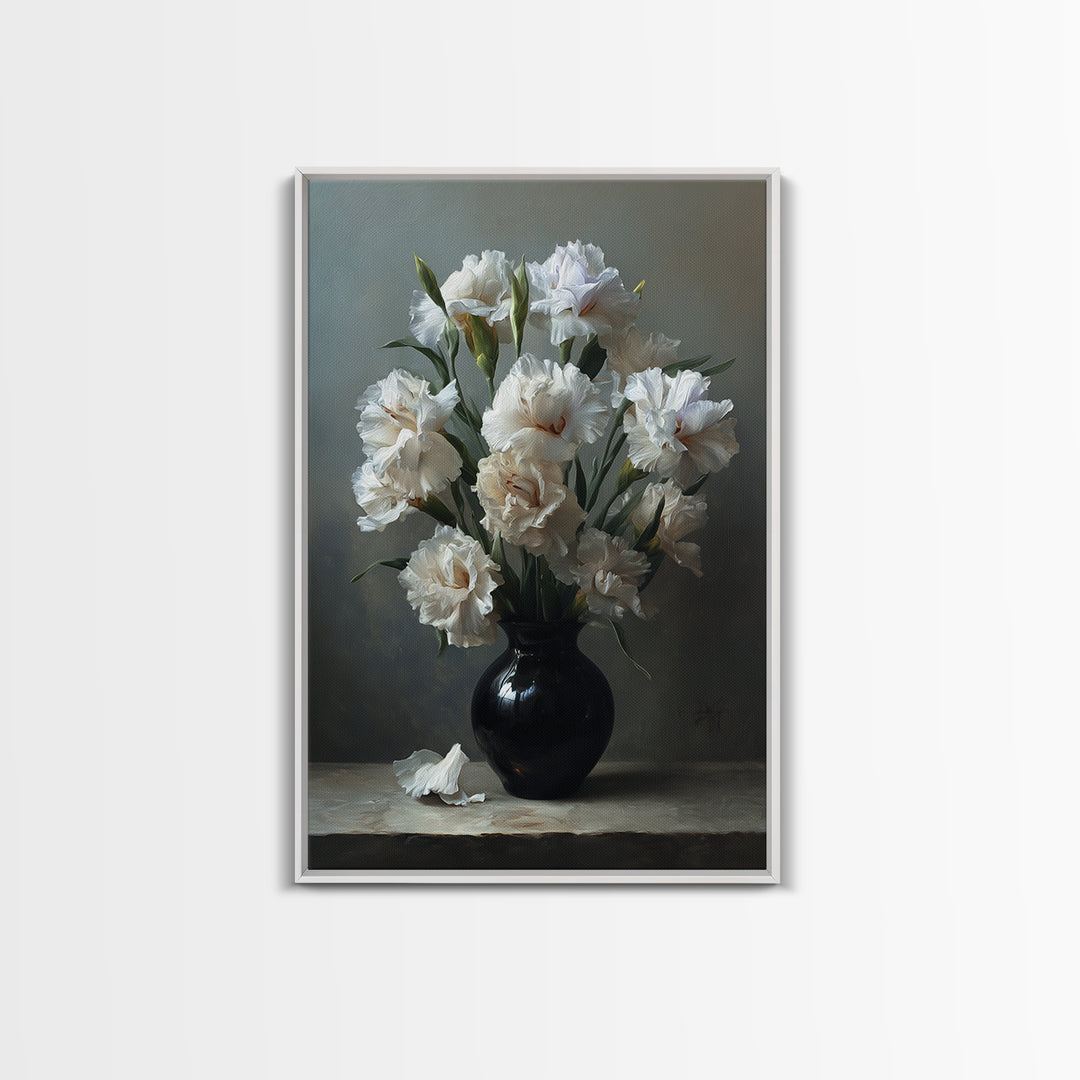 Classic Oil Painted Floral Still Life Framed Canvas Print, Hotel Art, Art Deco, Hotel Decor, Boutique, Minimalist Wall Art, HOT-2x3-17