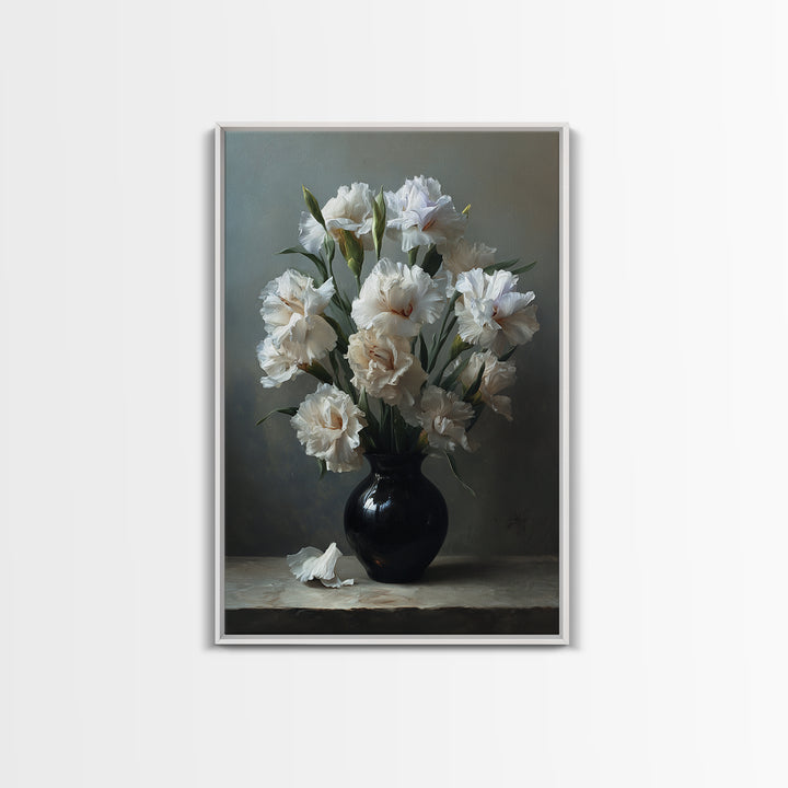 Classic Oil Painted Floral Still Life Framed Canvas Print, Hotel Art, Art Deco, Hotel Decor, Boutique, Minimalist Wall Art, HOT-2x3-17