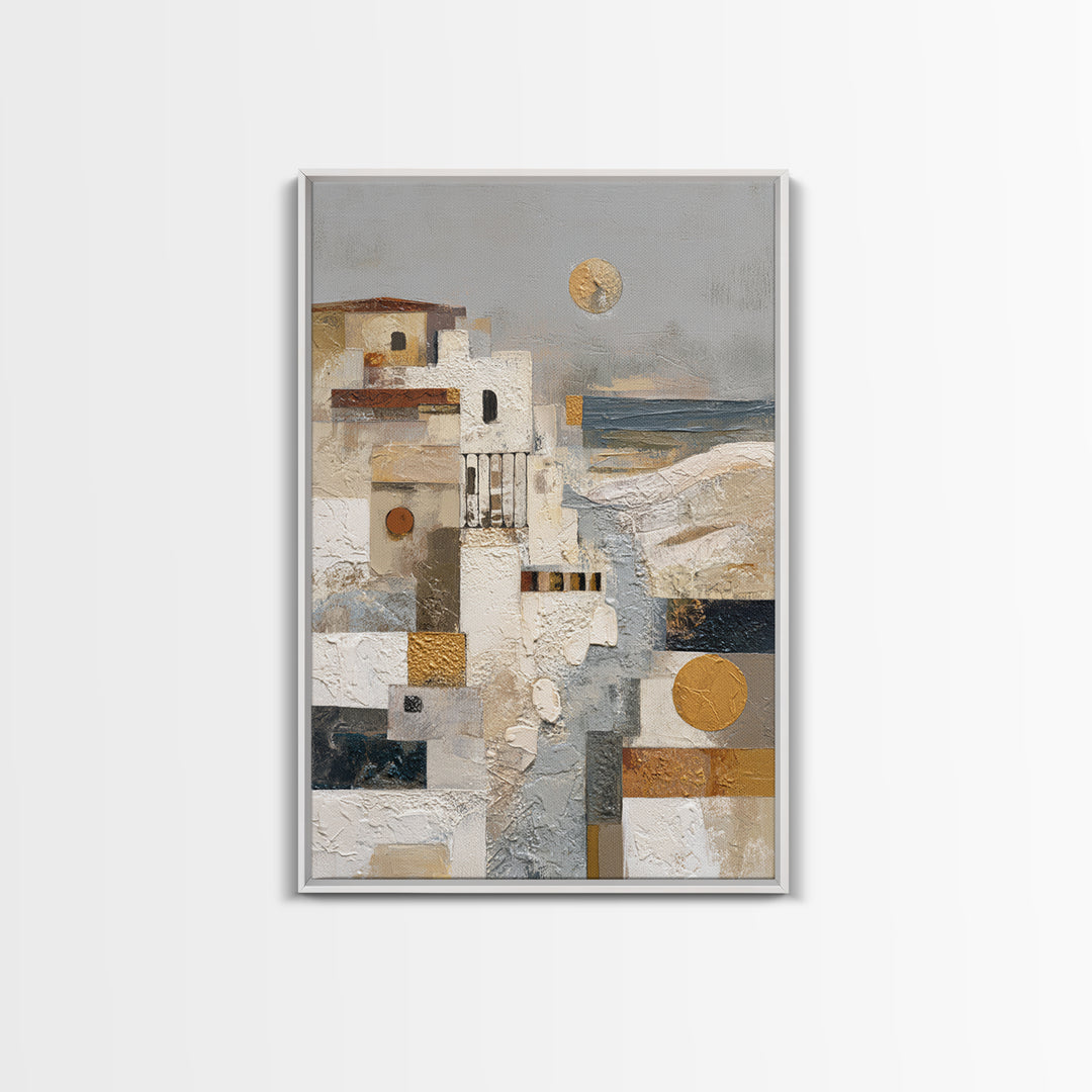 Mediterranean Terrace View Focused on Sea and Framed Canvas Print, Hotel Art, Contemporary Art, Hotel Decor, Fine Art, Boutique, HOT-2x3-19