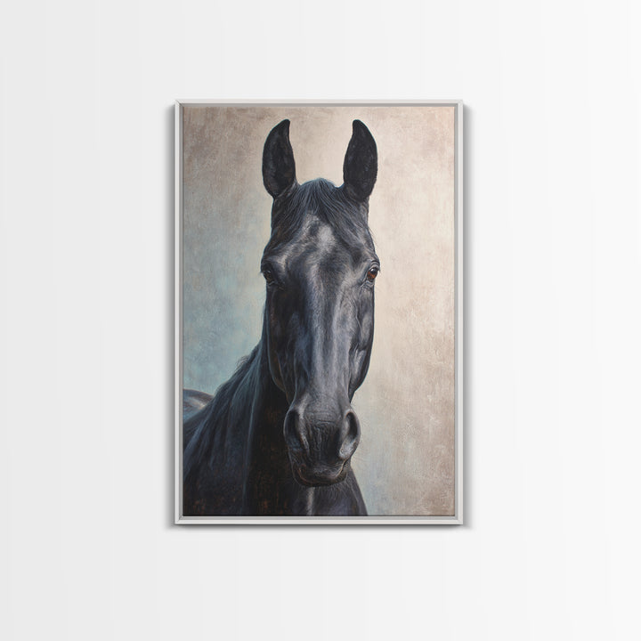 Neutral Horse Portrait Framed Canvas Print, Hotel Art, Home Decor, Hotel Decor, Fine Art, Boutique, Framed Art, Wood Wall Art, HOT-2x3-48