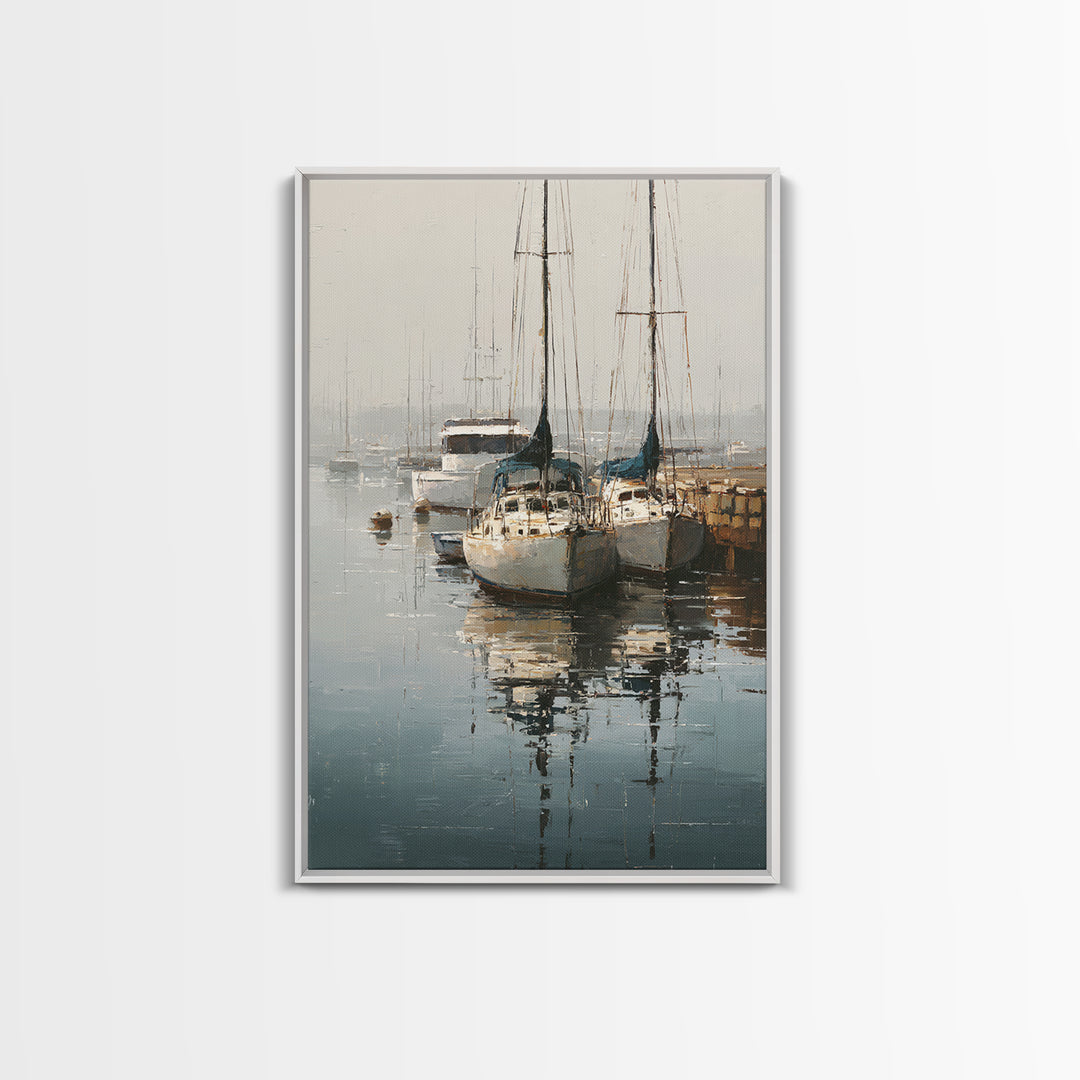 Quiet Harbor with Sailboats at Dawn Canvas Print, Hotel Art, Wall Decor, Hotel Decor, Fine Art, Boutique, Living Room Decor, HOT-2x3-54