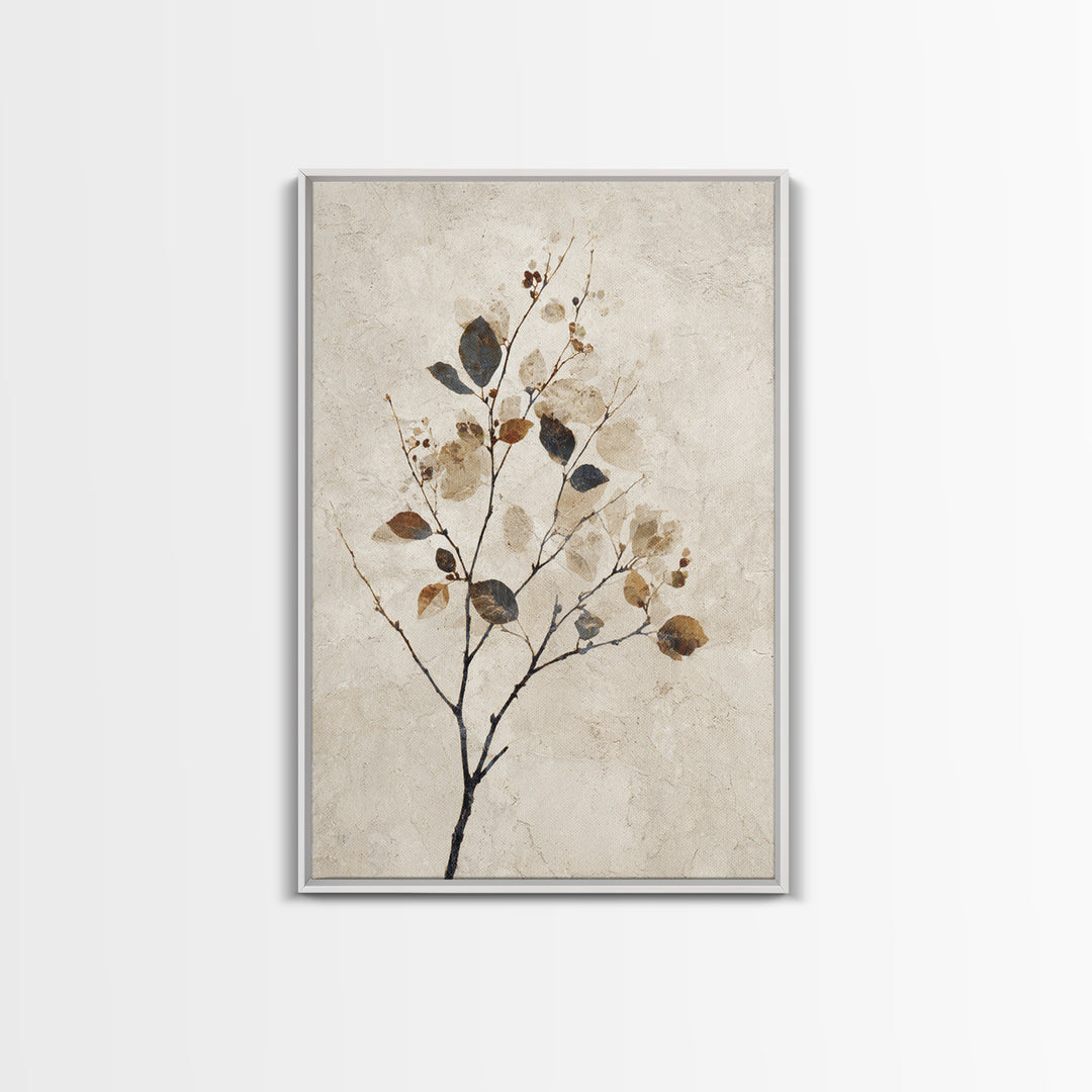 Elegant Botanical Branch on Ivory Ground Canvas Print, Hotel Art, Living Room Decor, Hotel Decor, Fine Art, Boutique, HOT-2x3-61