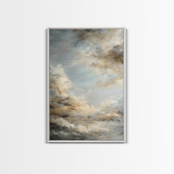 Large Cloudscape with Subtle Drama Framed Canvas Print, Hotel Art, Modern Wall Art, Hotel Decor, Boutique, Neutral Decor, HOT-2x3-73