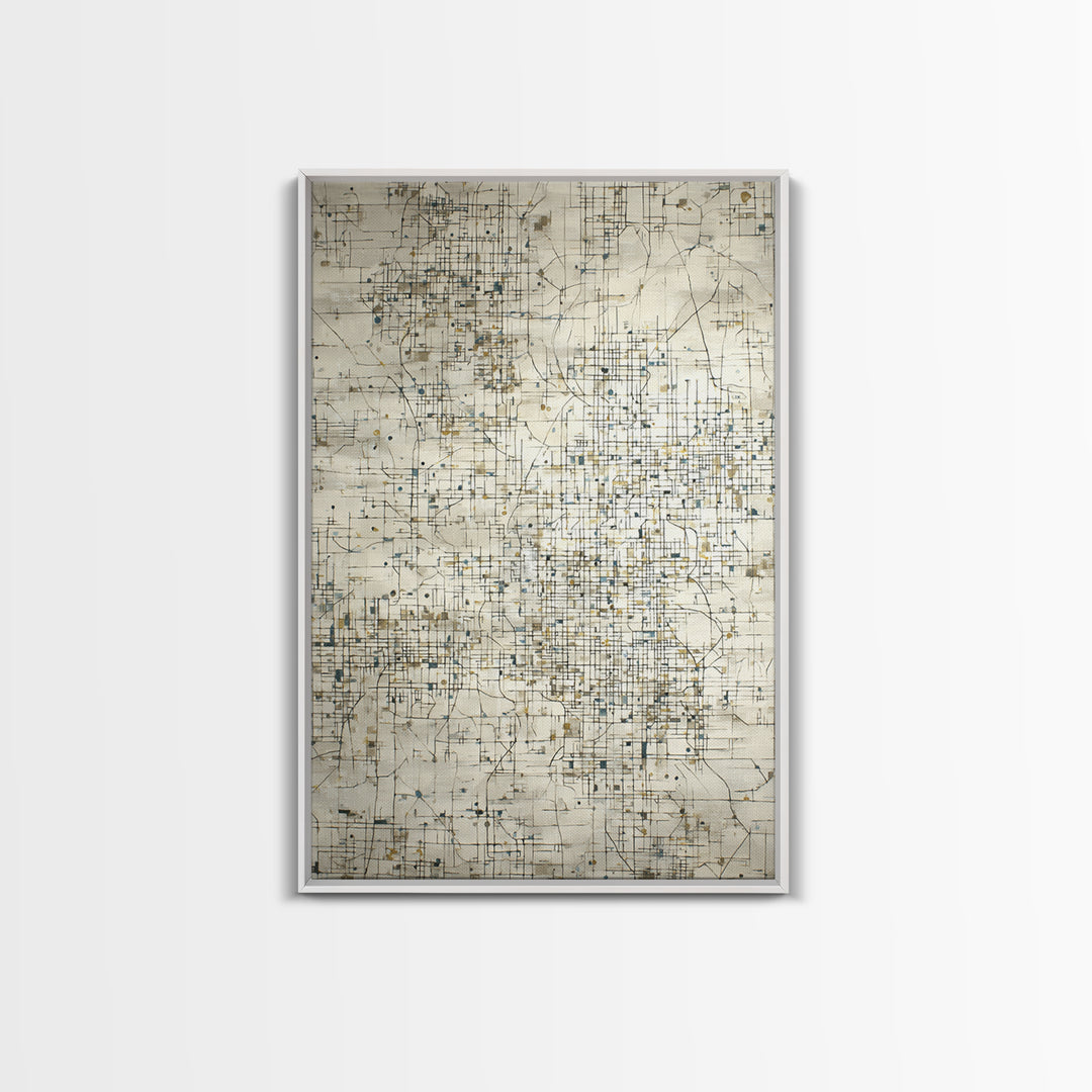 City Map Abstract Lines Without Readable Labels Framed Canvas Print, Hotel Art, Hazbin Hotel, Hotel Decor, Abstract Art, HOT-2x3-80