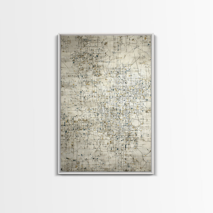 City Map Abstract Lines Without Readable Labels Framed Canvas Print, Hotel Art, Hazbin Hotel, Hotel Decor, Abstract Art, HOT-2x3-80