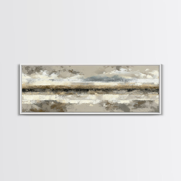 Sophisticated Neutral Abstract Framed Canvas Print, Hotel Art, Minimalist Wall Art, Hotel Decor, Abstract Art, Boutique, HOT-3x1-17