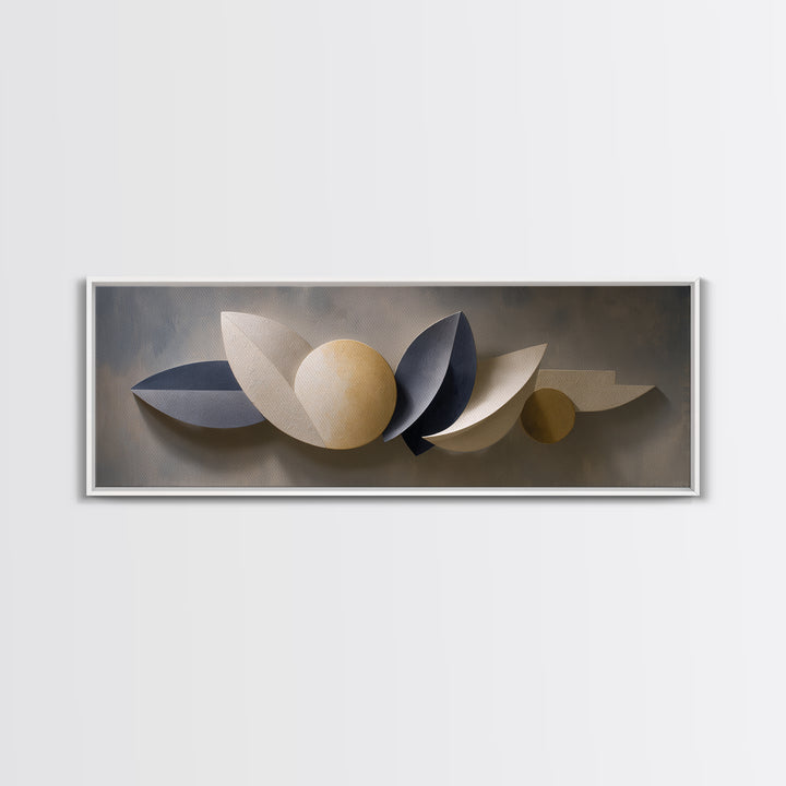 Minimal Sculpture Shapes Framed Canvas Print, Hotel Art, City Wall Art, Hotel Decor, Abstract Art, Boutique, Minimalist Decor, HOT-3x1-28