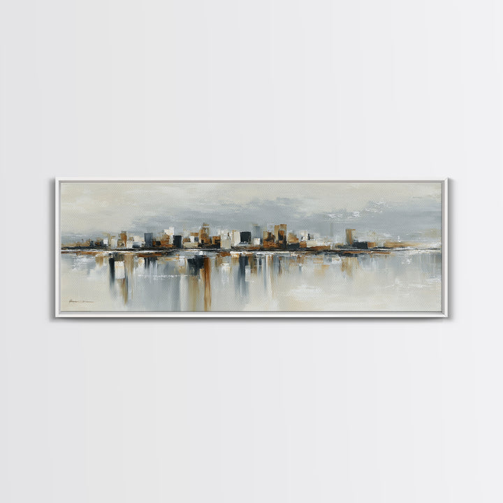 Quiet City Skyline Canvas Print, Hotel Art, Modern Wall Art, Hotel Decor, Abstract Art, Boutique, Neutral Decor, Modern Decor, HOT-3x1-42