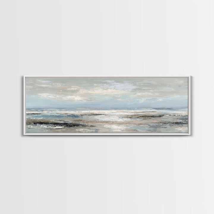 Mediterranean Terrace View Focused on Sea and Framed Canvas Print, Hotel Art, Art Print, Hotel Decor, Fine Art, Boutique, HOT-3x1-51