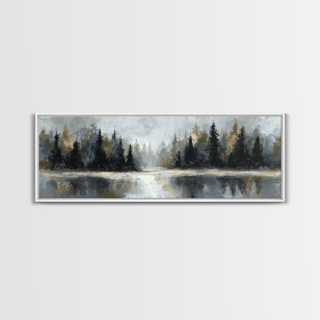 Misty Forest with Refined Calm Atmosphere Canvas Print, Hotel Art, Travel Poster, Hotel Decor, Fine Art, Boutique, HOT-3x1-54